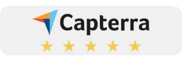 Capterra Bewertungssiegel mit fünf Sternen