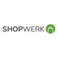 Logo der Marke SHOPWERK in grauer Schrift auf weißem Hintergrund, mit grünem Einkaufstaschen-Symbol rechts neben dem Schriftzug.