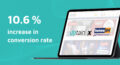 Türkise Grafik mit Tablet, heima24 Onlineshop und den Logos von uptain und heima24. Text: 'heima24 increases its conversion rate by 10.6 % with uptain'.