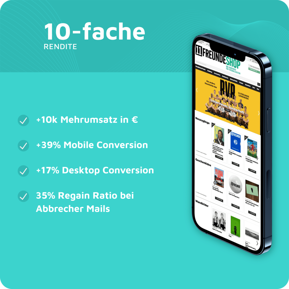 11FREUNDE Shop reduziert Kaufabbrüche