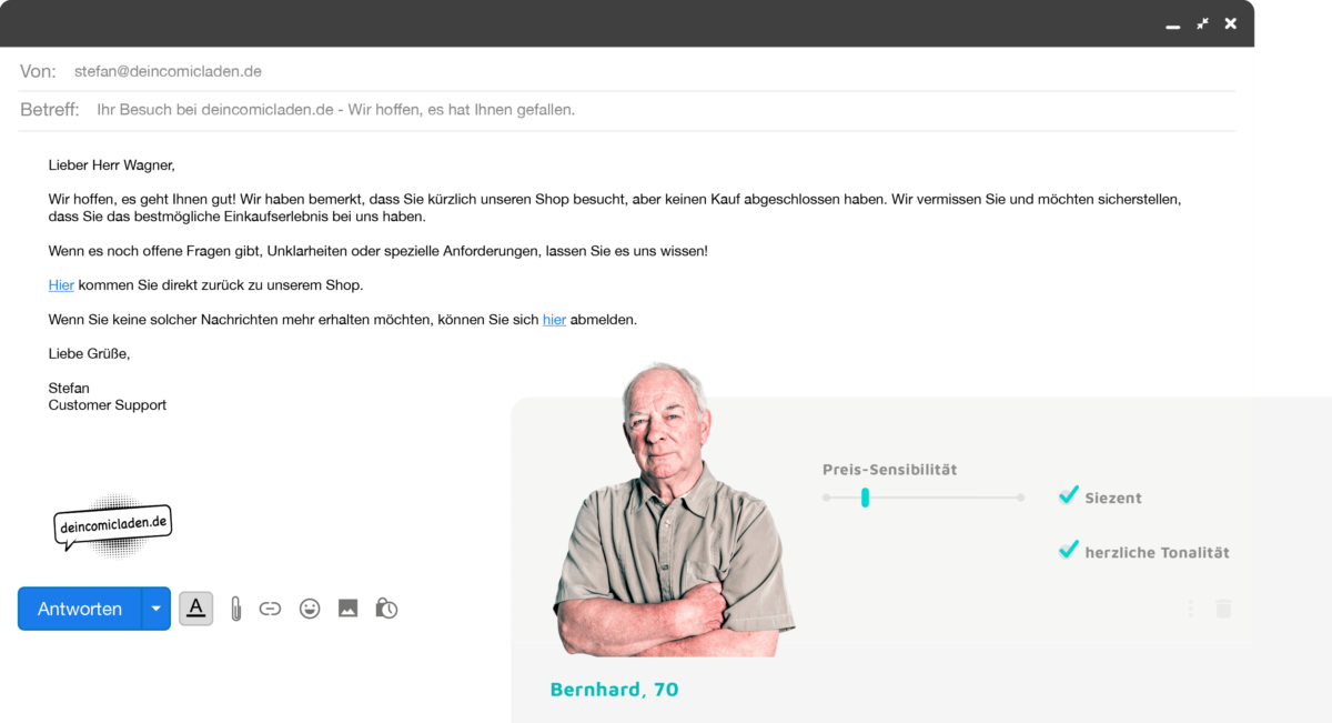 Browse-Abandonment-Mails Beispieltext